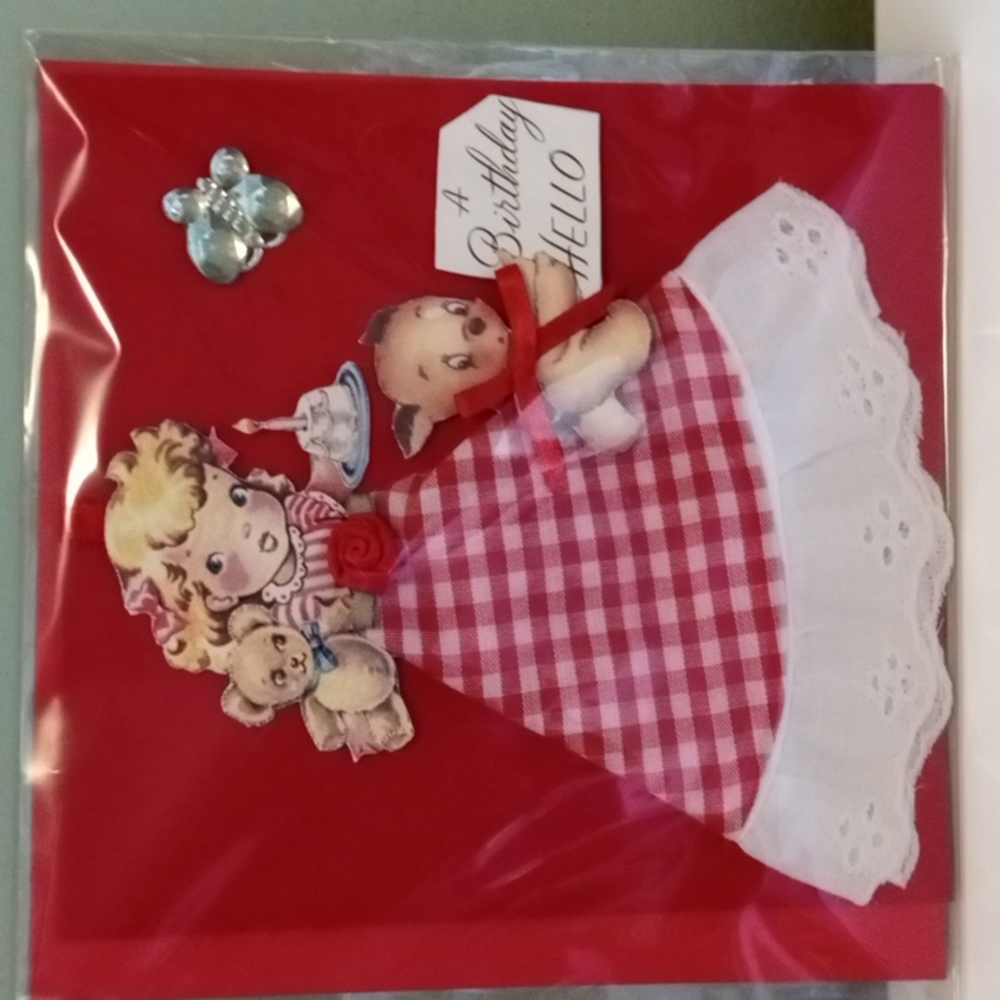 Hand made keepsake Doll greeting Card.